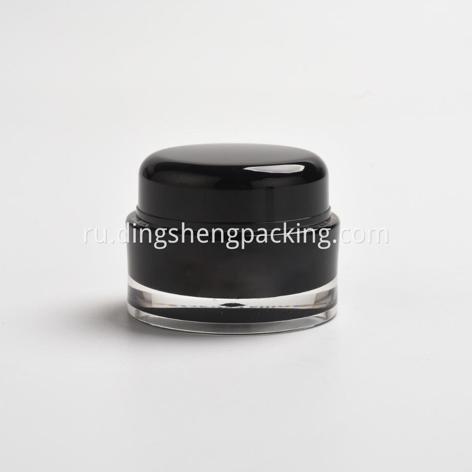Empty Black Round Acrylic Plastic Cosmetic Cream Jars